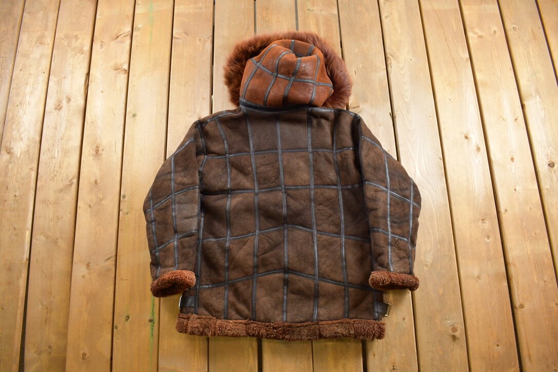 Vintage 1980s Brown Shearling Bomber Jacket