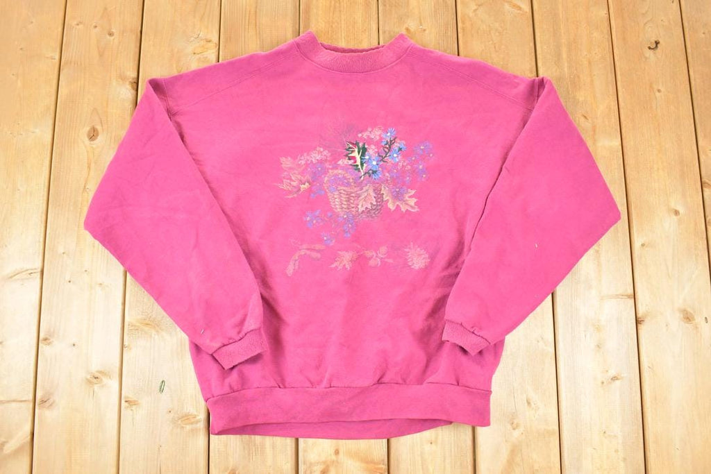 Vintage 1990s Northern Reflections Cute Floral Basket Crewneck Sweatshirt Women's XL