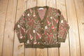 Vintage 1980s All Over Geometric Pattern Knitted Cardigan Sweater