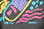 Vintage 1990s Meridian 1 Neon Phone Graphic Print Crewneck Sweatshirt Men's L / Made In USA / 90's Destination Sweater