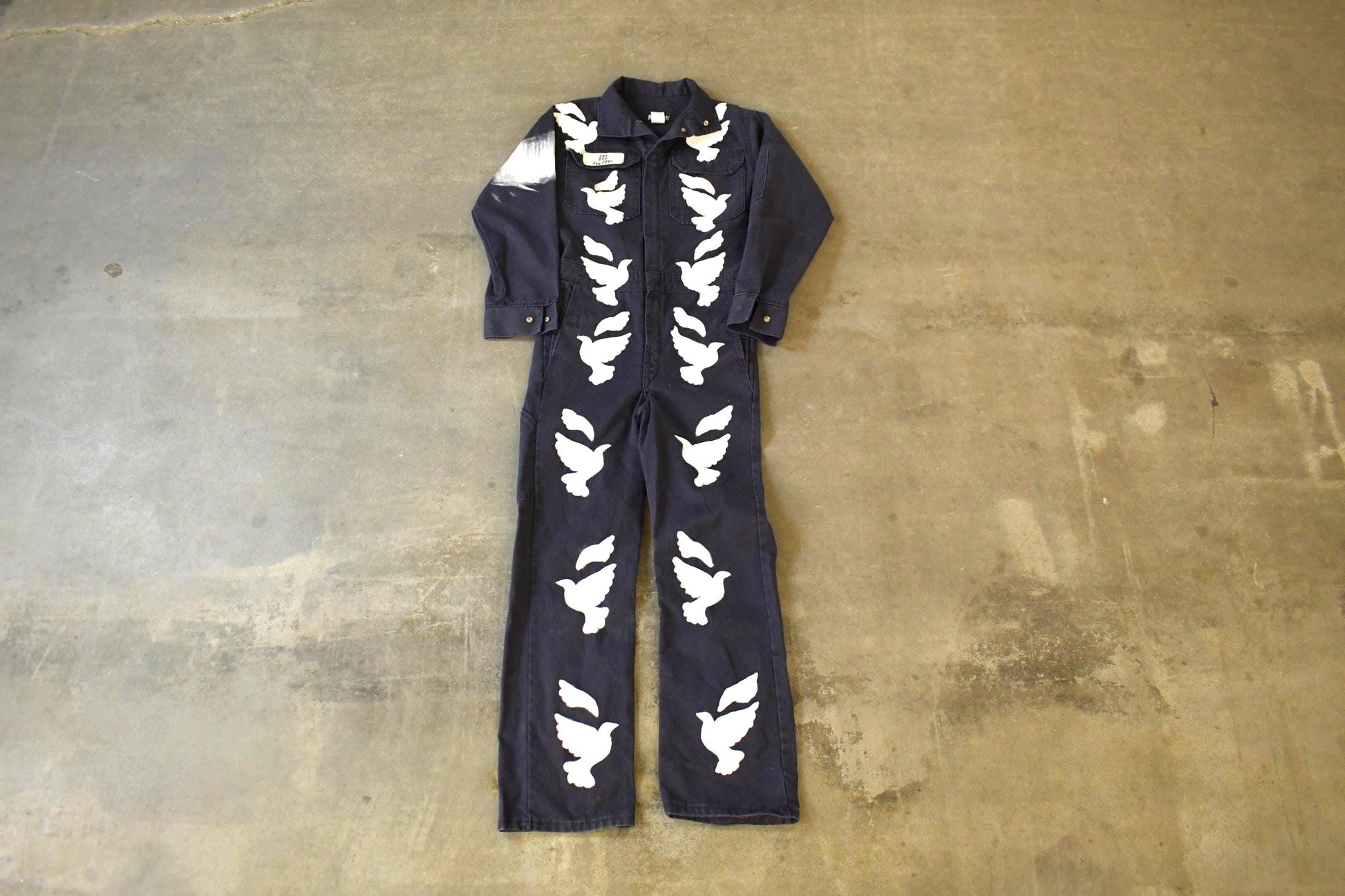 Vintage Custom Handmade Dove Peace Coveralls Jumpsuit Size 28R