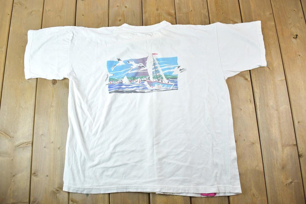 Vintage 1990s Bermuda Bananas Sailing Souvenir Single Stitch Graphic Print T-Shirt Made In USA / Vintage Streetwear / Vacation Tee