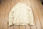 Vintage 1980s Deidres Designs 100% Wool Cable Knit Cardigan Sweater