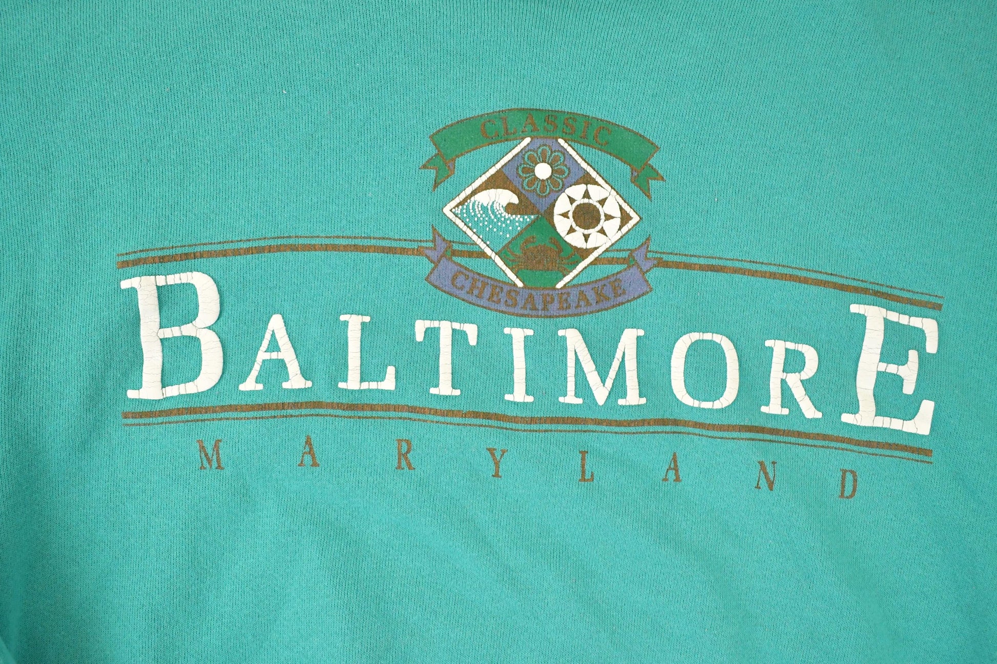 Vintage 1990s Baltimore Maryland Graphic Print Crewneck Sweatshirt Mens L