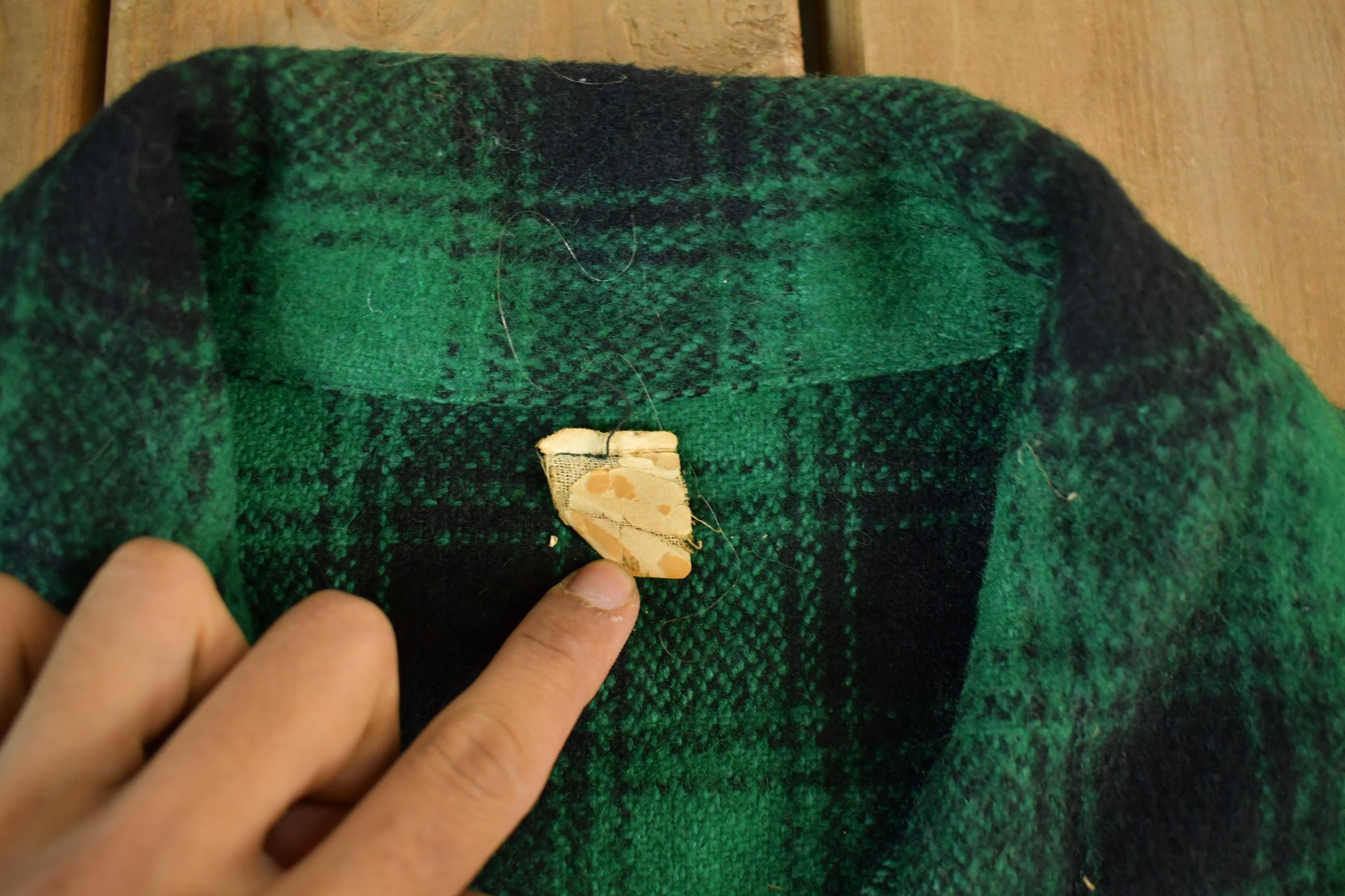 Vintage 1960s 1970s Wool Flannel Zip Up Shirt Jacket Men's XL