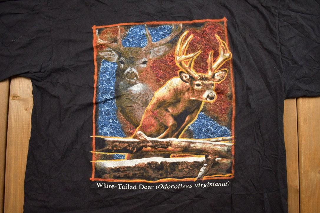 Vintage 1990s Deer Graphic T-Shirt  Made In USA  Single Stitch  Streetwear  Nature T Shirt  Animal  Hunting  Outdoorsman