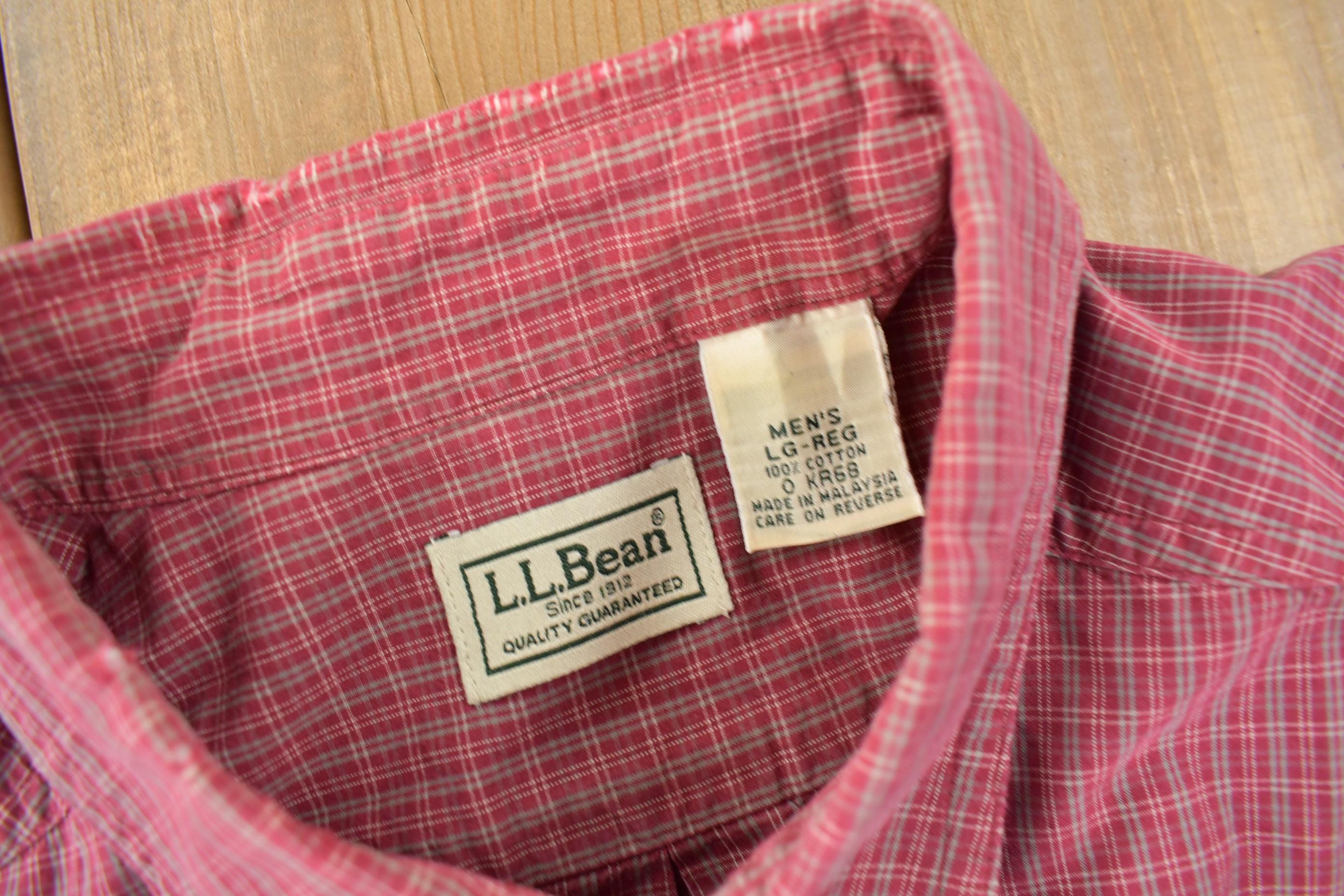 Vintage 1990s LL Bean Plaid Dress Shirt
