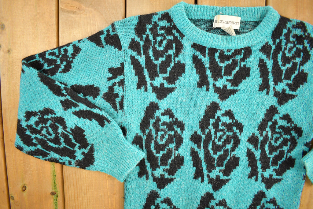 Vintage 1990s Rose Theme Knit Sweater