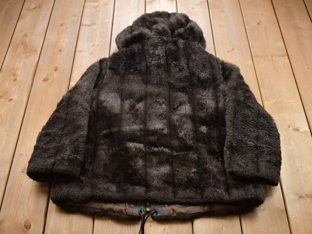 Vintage 1980s Brown Faux Fur Coat