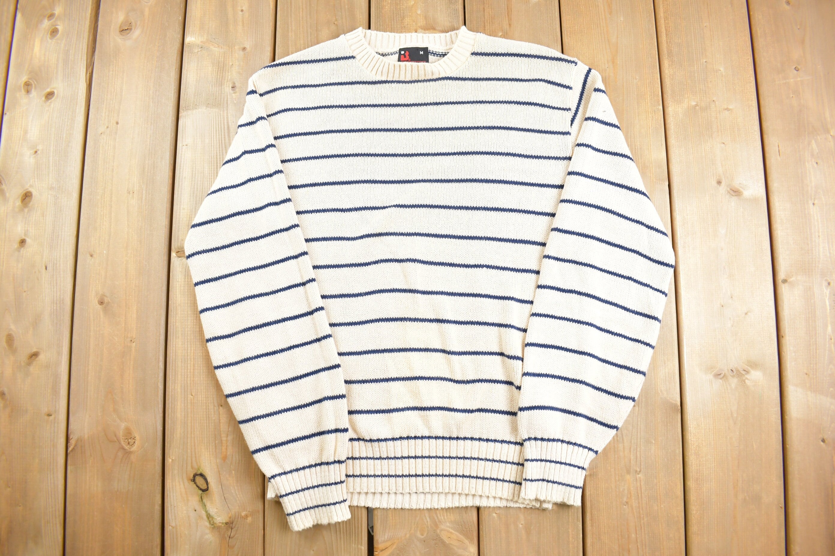 Vintage 1980s Robert Bruce Striped Knit Crewneck Sweater