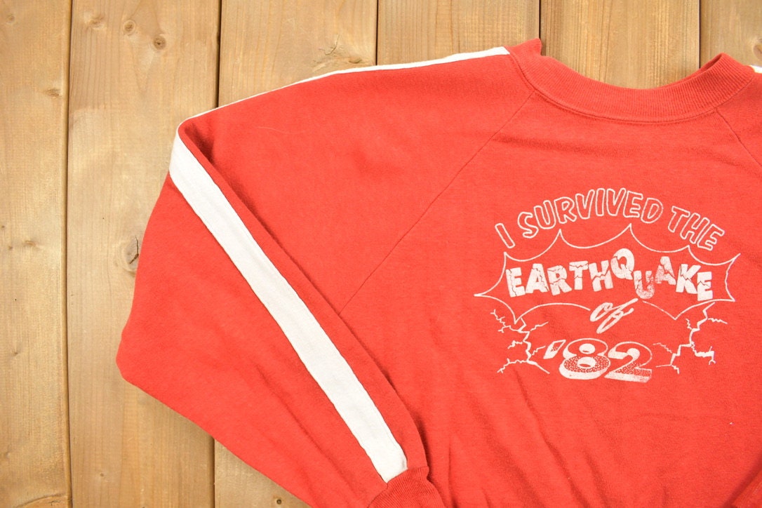 Vintage 1980s I Survived The Earthquake of '82 Graphic Sweatshirt