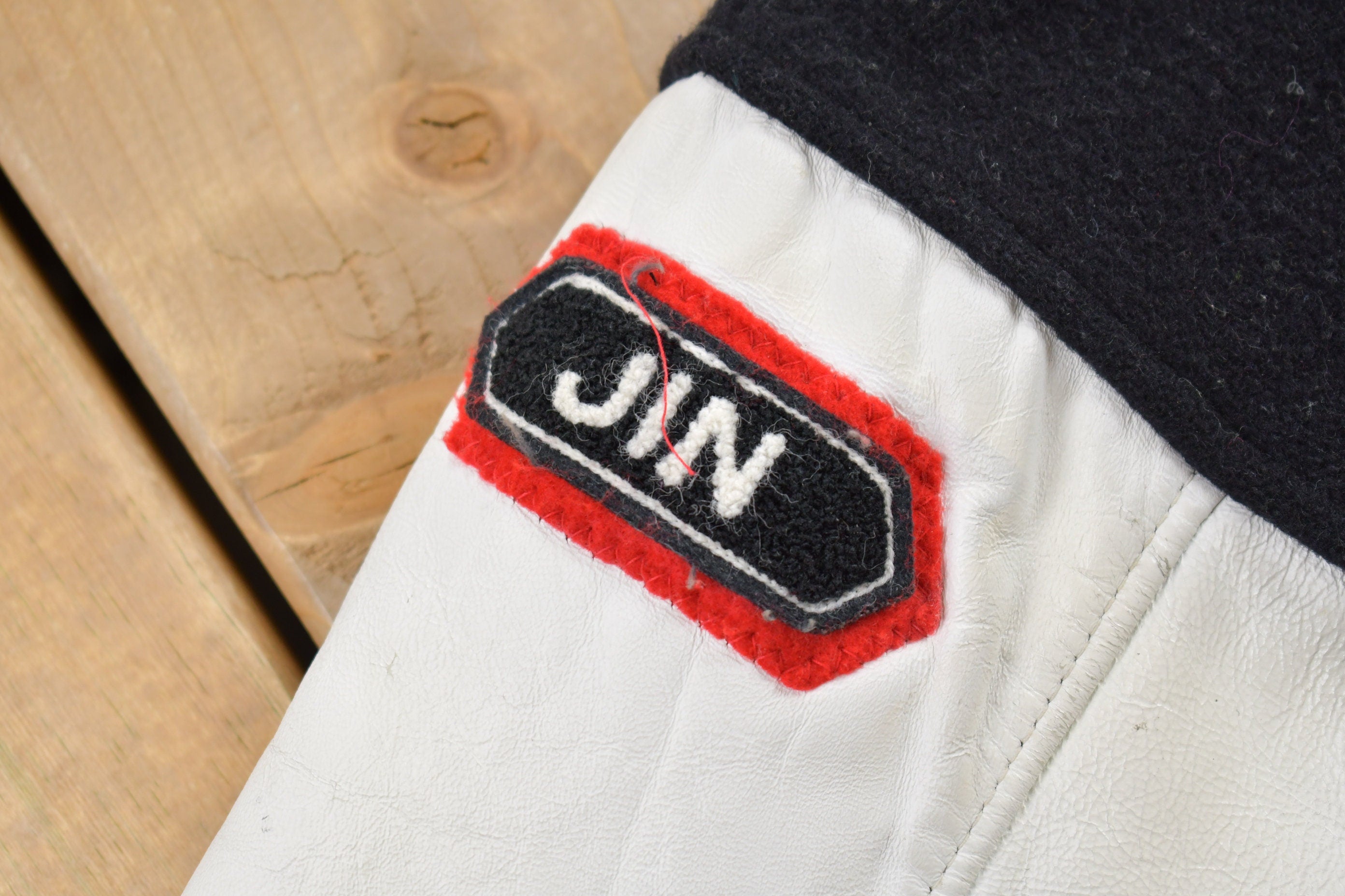 Vintage 1990s Resource Eng Leather Varsity Jacket