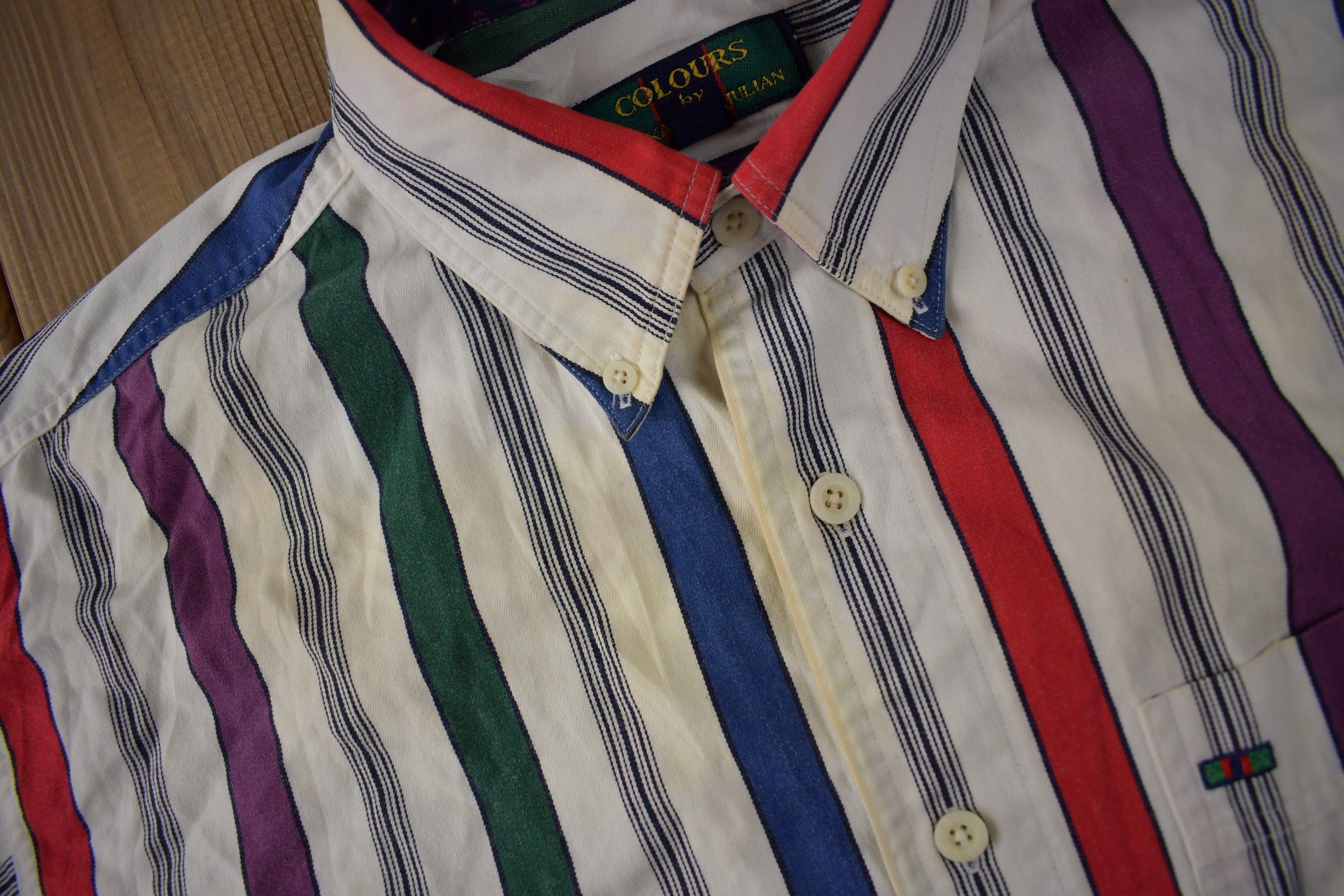 Vintage 1990s Alexander Julian Colours Button Up Striped Shirt