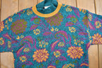 Vintage 1990's Floral Theme Knit Mockneck Sweater