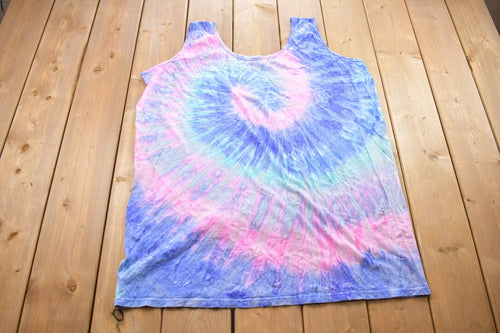 Vintage 1990s Common Threads All Over Print Tie Dye Tank Top / Vintage Tank Top / Tie Dye / Made In USA / Colorful / Hippie / Psychedelic