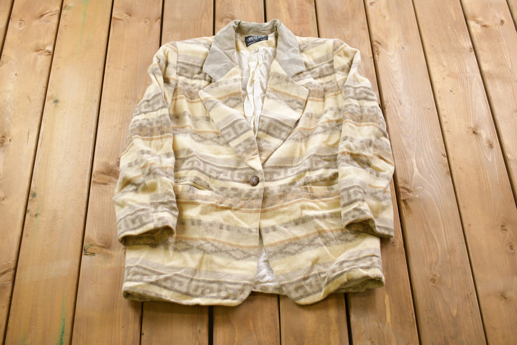 Vintage 1990s Aztec All Over Print Wool Blazer