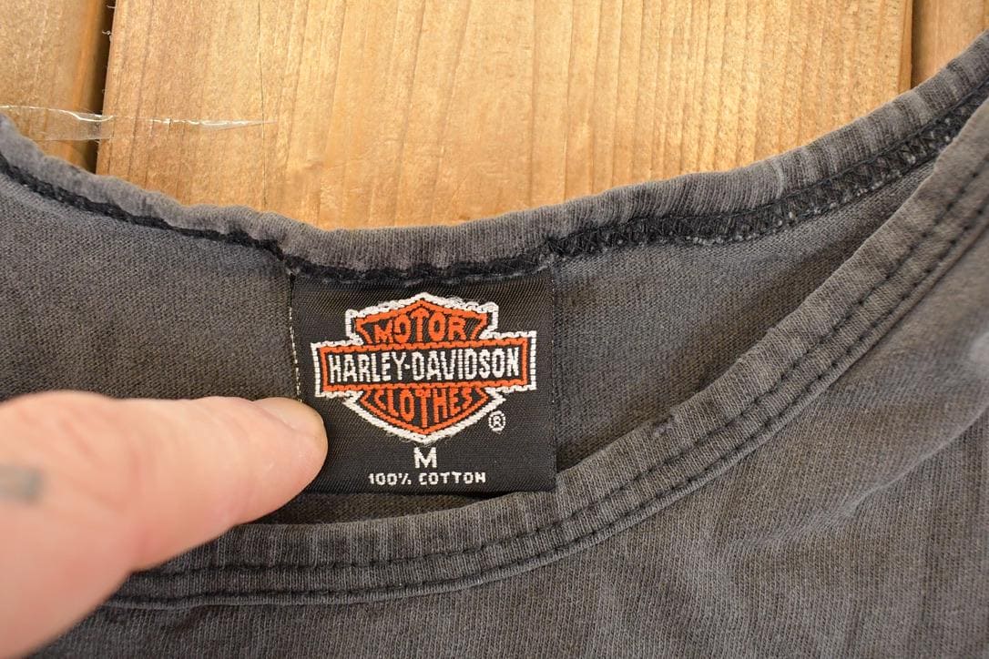 Vintage 1990s Laugerman's Harley Davidson Motorcycles Howling Wolf Eagle Biker Tank Top Women's M