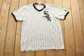 Vintage 1990s Chicago White Sox Striped MLB Baseball Majestic Graphic T-Shirt
