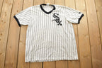 Vintage 1990s Chicago White Sox Striped MLB Baseball Majestic Graphic T-Shirt