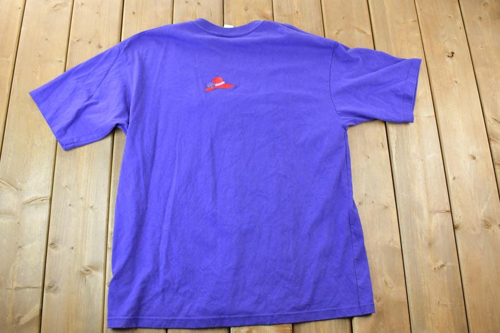 Vintage 1990s Red Hat Embroidered Graphic T-Shirt