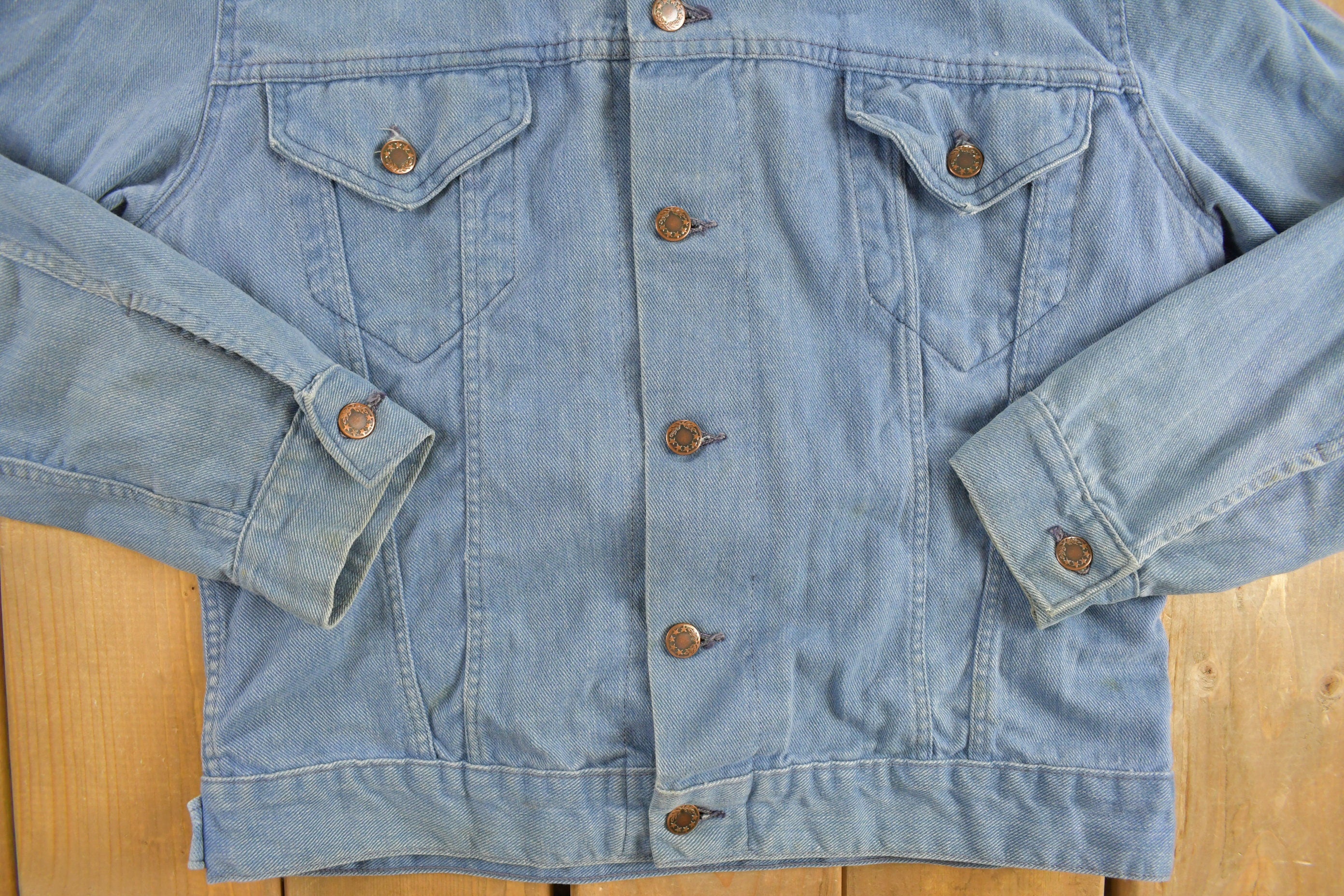 Vintage 1960s Denim Native American Themed Jacket /