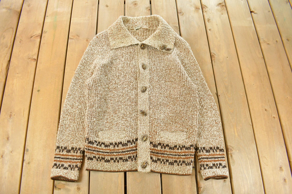 Vintage 1980s Tundra Wool Knit Cardigan Sweater Men's Medium
