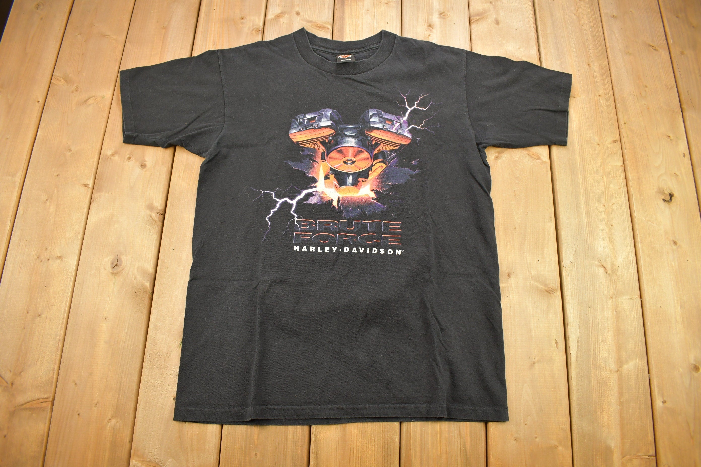 Vintage 1995 Motorsport Plus Harley Davidson Motorcycles Brute Force Kingston Ontario T-Shirt