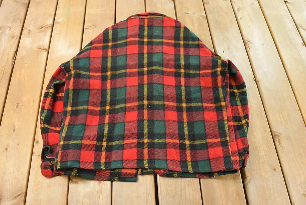 Vintage 1960s Red Plaid True Vintage Flannel Shirt Jacket Men's XL /