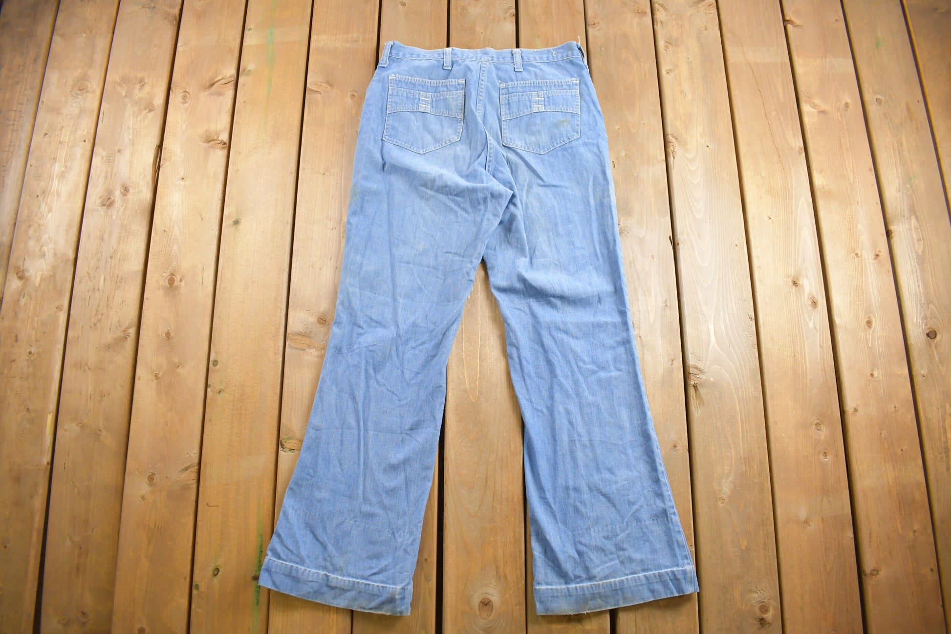 Vintage 1980s Baggy Flare Denim Jeans Size 32 x 31
