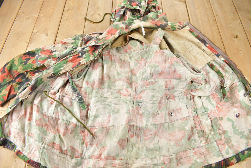 Vintage 1990s Swiss Military Alpenflage Camo Hooded Jacket