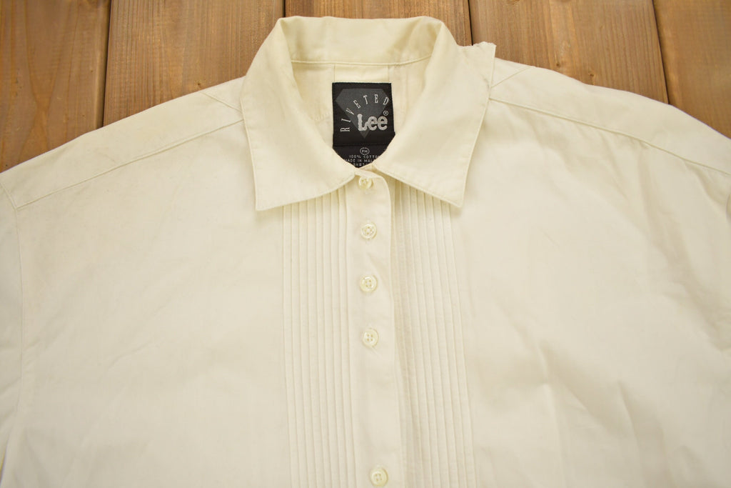 Vintage 1990s Lee Riveted Blank Button Up Shirt / 1990s Button Up / Vintage Flannel / Basic Button Up / Vintage Dress Shirt