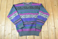 Vintage 1980s Meister Knit Abstract Pattern Crewneck Sweater  90s Crewneck  Preppy Knits  Wool Blend  Cotton Blend