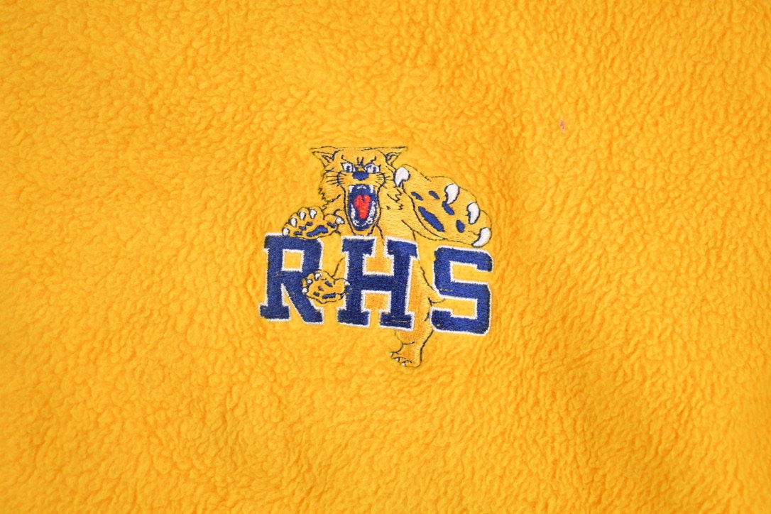 Vintage 1990s Tri Mountain RHS Fleece Sweater  Zip Up  Yellow  Outdoorsman  90s Sweater  Streetwear  Fleece Zip up