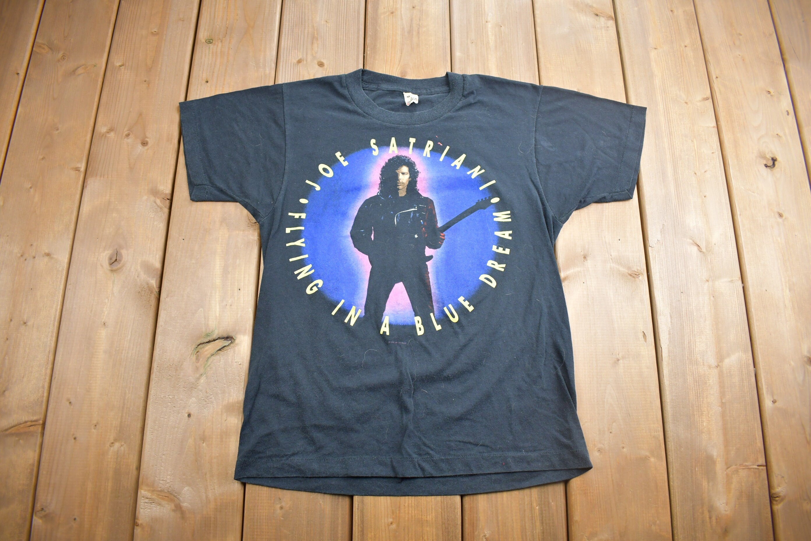 Vintage 1990 Joe Satriani Flying In A Blue Dream Tour Band T-shirt