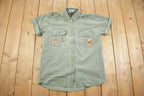 Vintage 1990s African Animal Embroidered Bedazzled Button Up Shirt