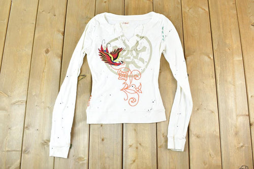 Women Vintage Vigoss Y2K Birdie T-Shirt / Vigoss Grunge Skull Print / Contrast Stitch / Internet Famous Clothing / Over Dyed