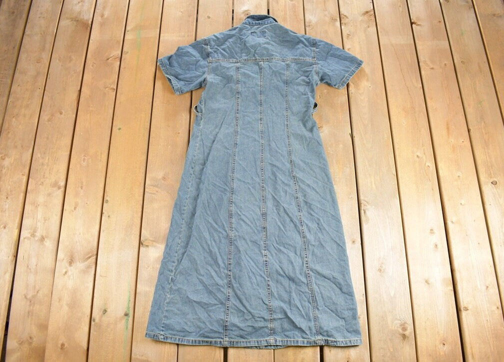 Vintage 1980s Guoxi Clothing Factory Denim Shirt Dress