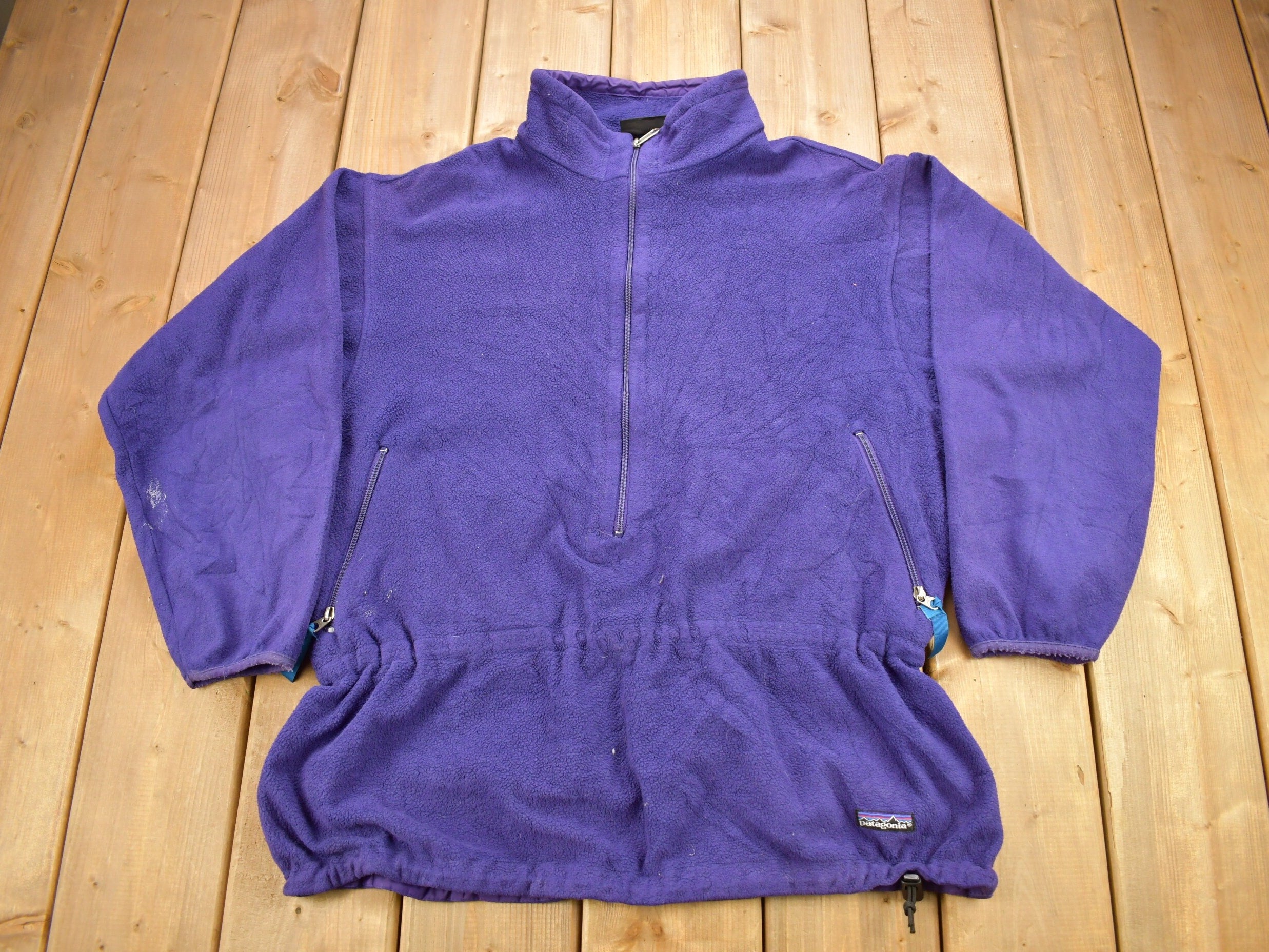 Vintage 1990s Patagonia Purple Half Zip Cinched Sweatshirt