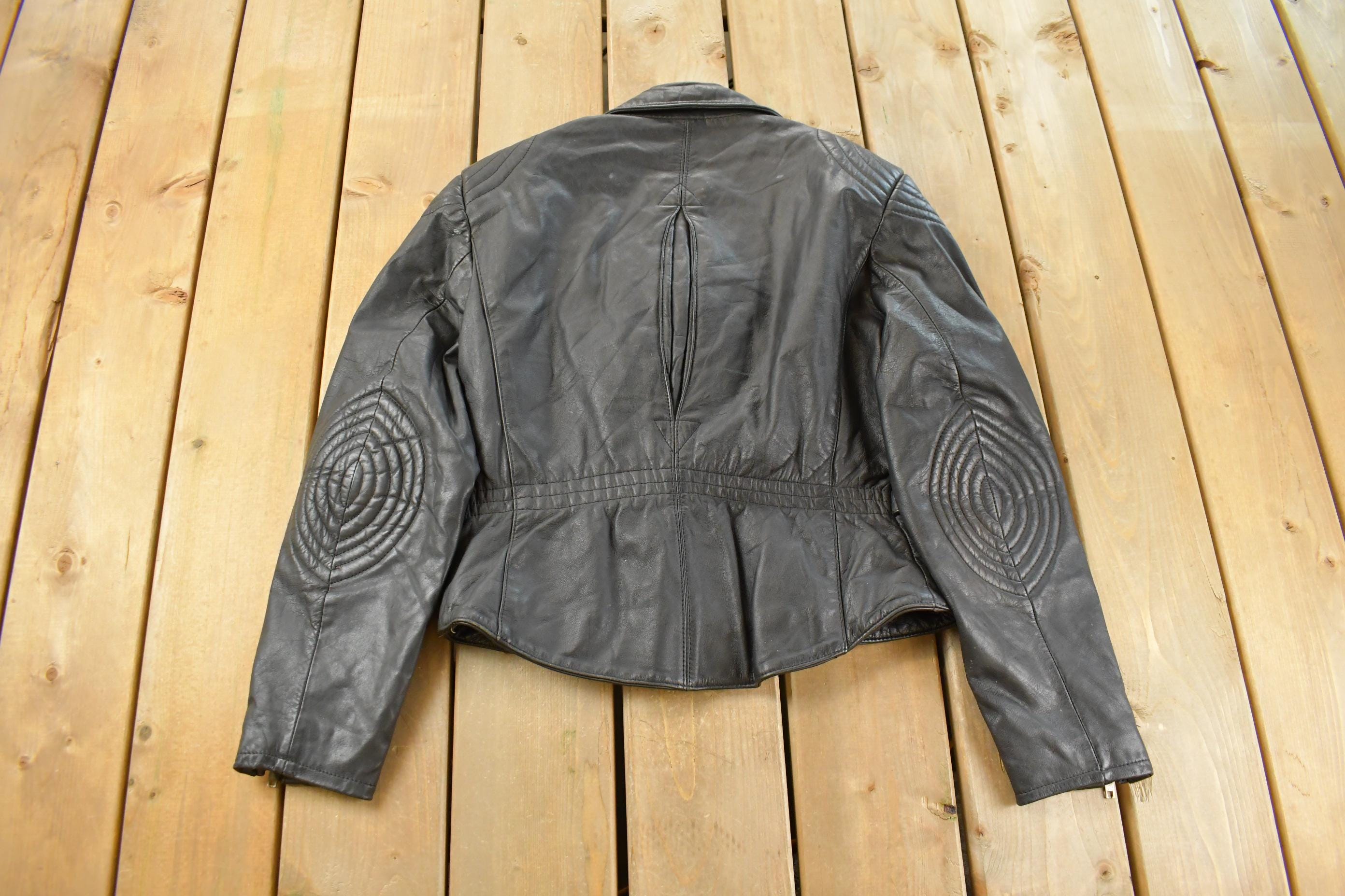 Vintage 1980s Berman's The Leather Experts Biker Leather Jacket Women's Small