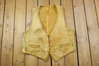 Vintage 1970s Tan Rawhide Leather Vest