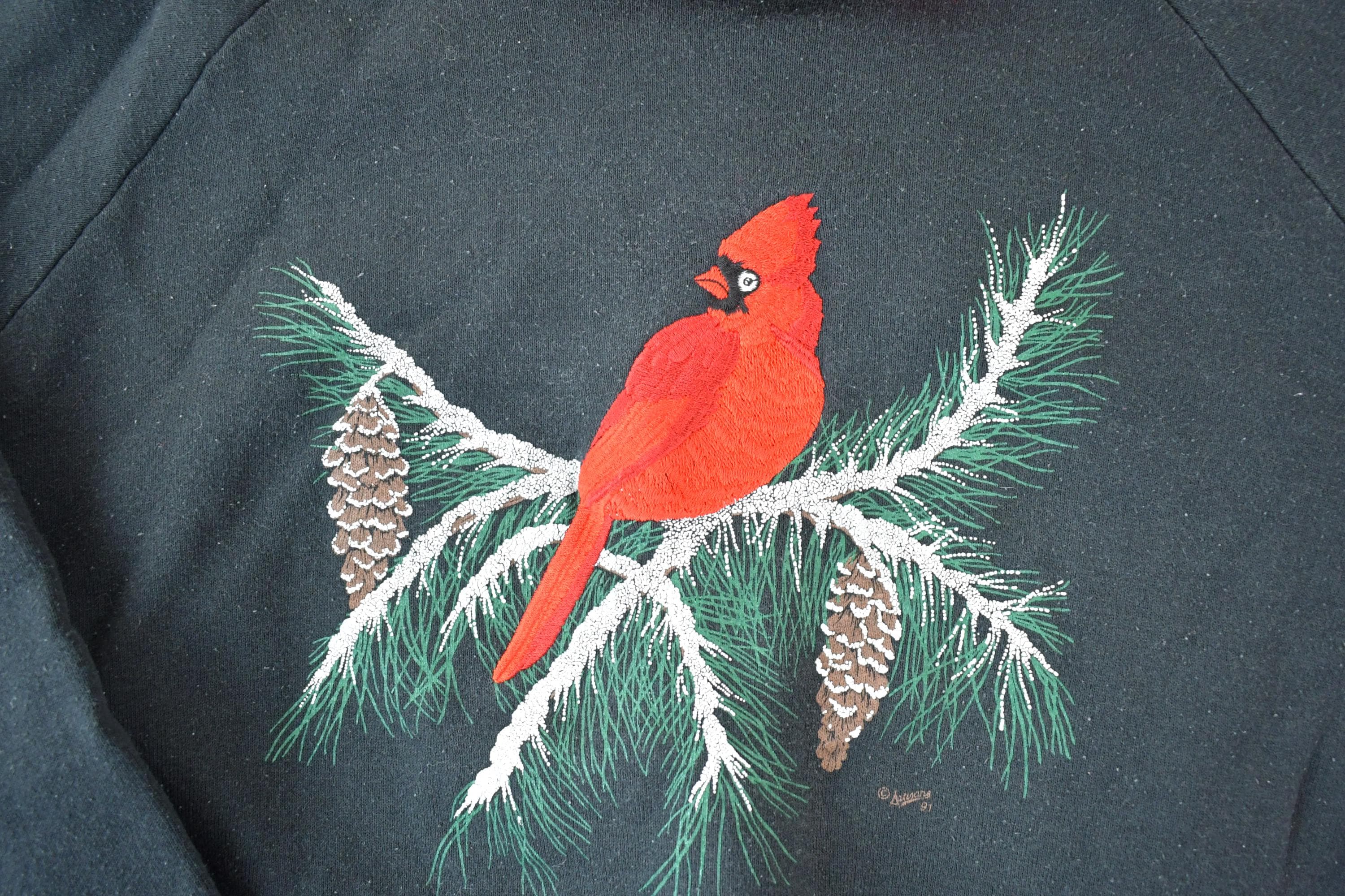 Vintage 1990s Cardinal Bird Double Collar Crewneck