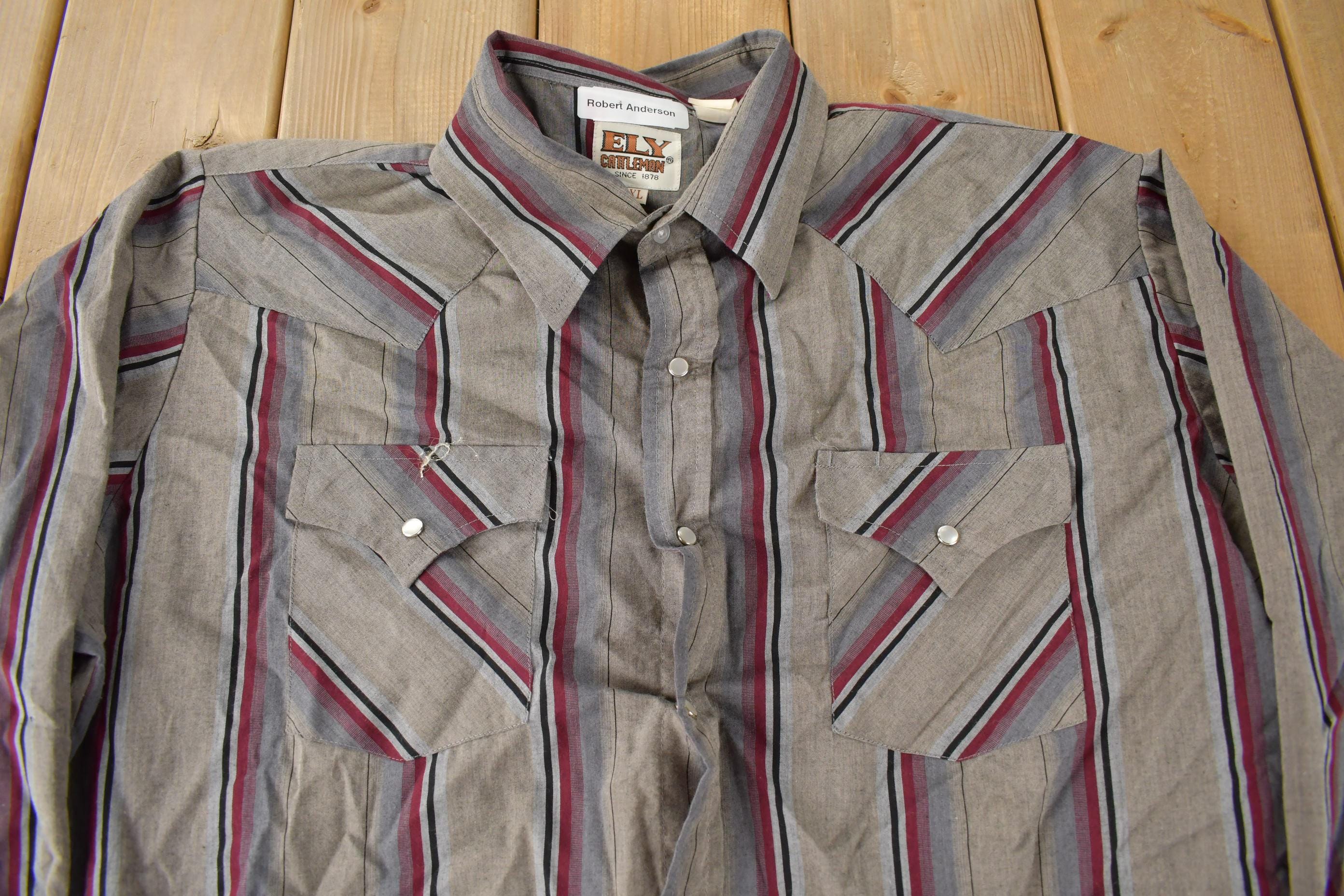 Vintage 1990s Ely Cattleman Western Style Pearl Snap Button Up Shirt  Western Wear  Rodeo Shirt  Cowboy Shirt