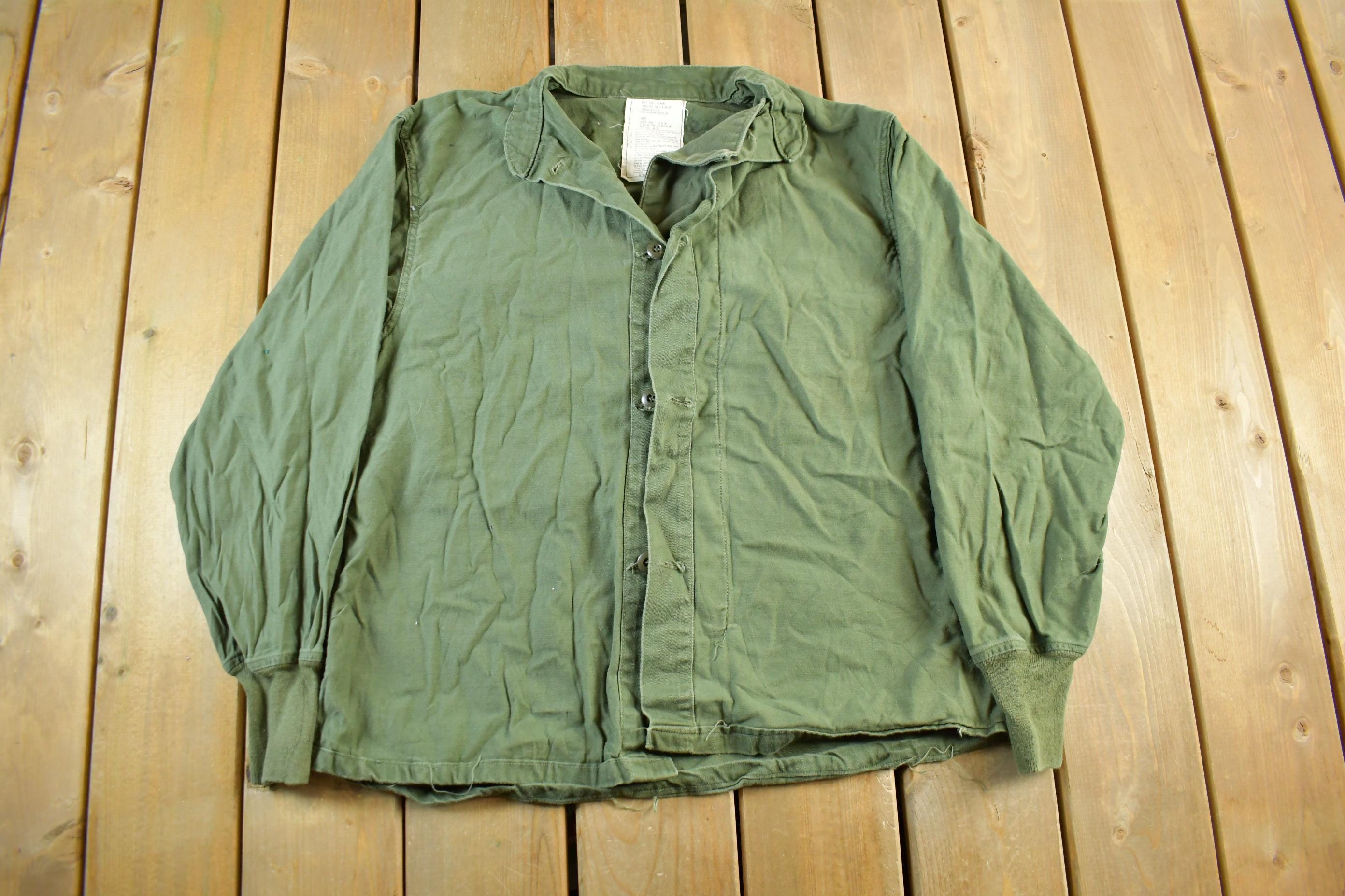 Vintage 1976 Army OG-107 Military Sateen Shirt Men's Large