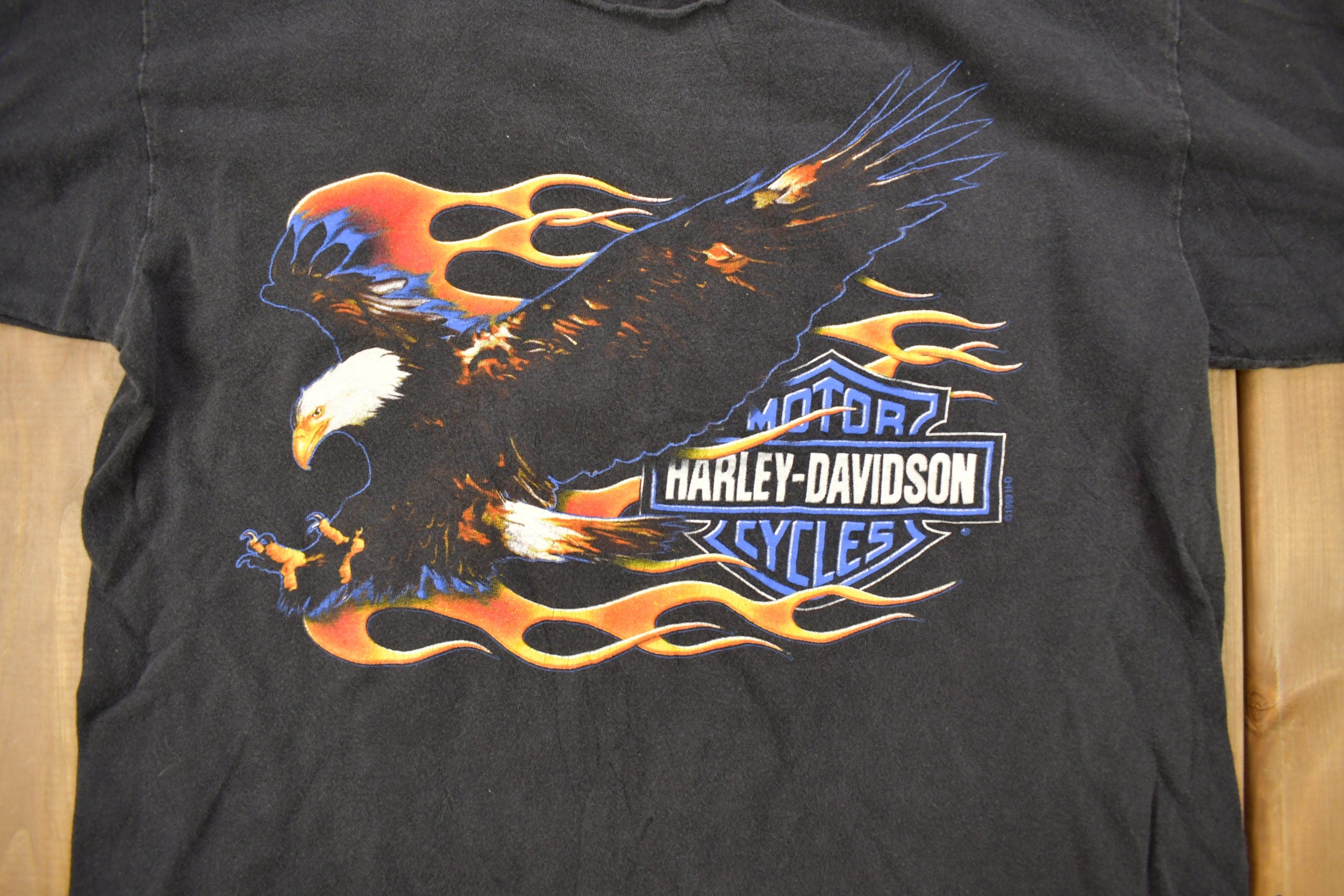 Vintage 199 Harley Davidson Motorcycles Tonawanda NY Flaming Eagle Long Sleeve T-Shirt