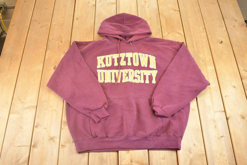 Vintage 1990s Kutztown University Jansport Hoodie Sweatshirt Men's XL / NCAA College Spellout / 90s Heavyweight Collegiate Sweater