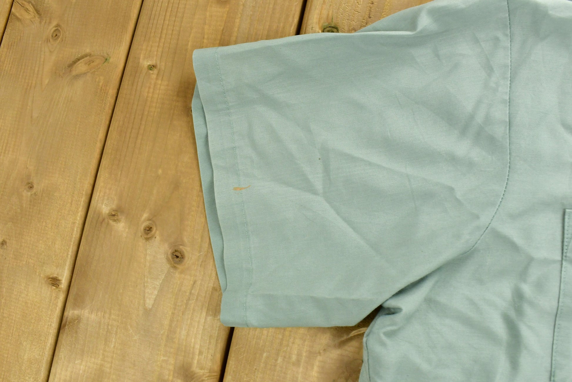 Vintage 1970s Chain Stitched Button Up Uniform T-Shirt  Mr. Meyler  Embroidered  Union Made  Woodbridge School  Distressed  Pocket Tee