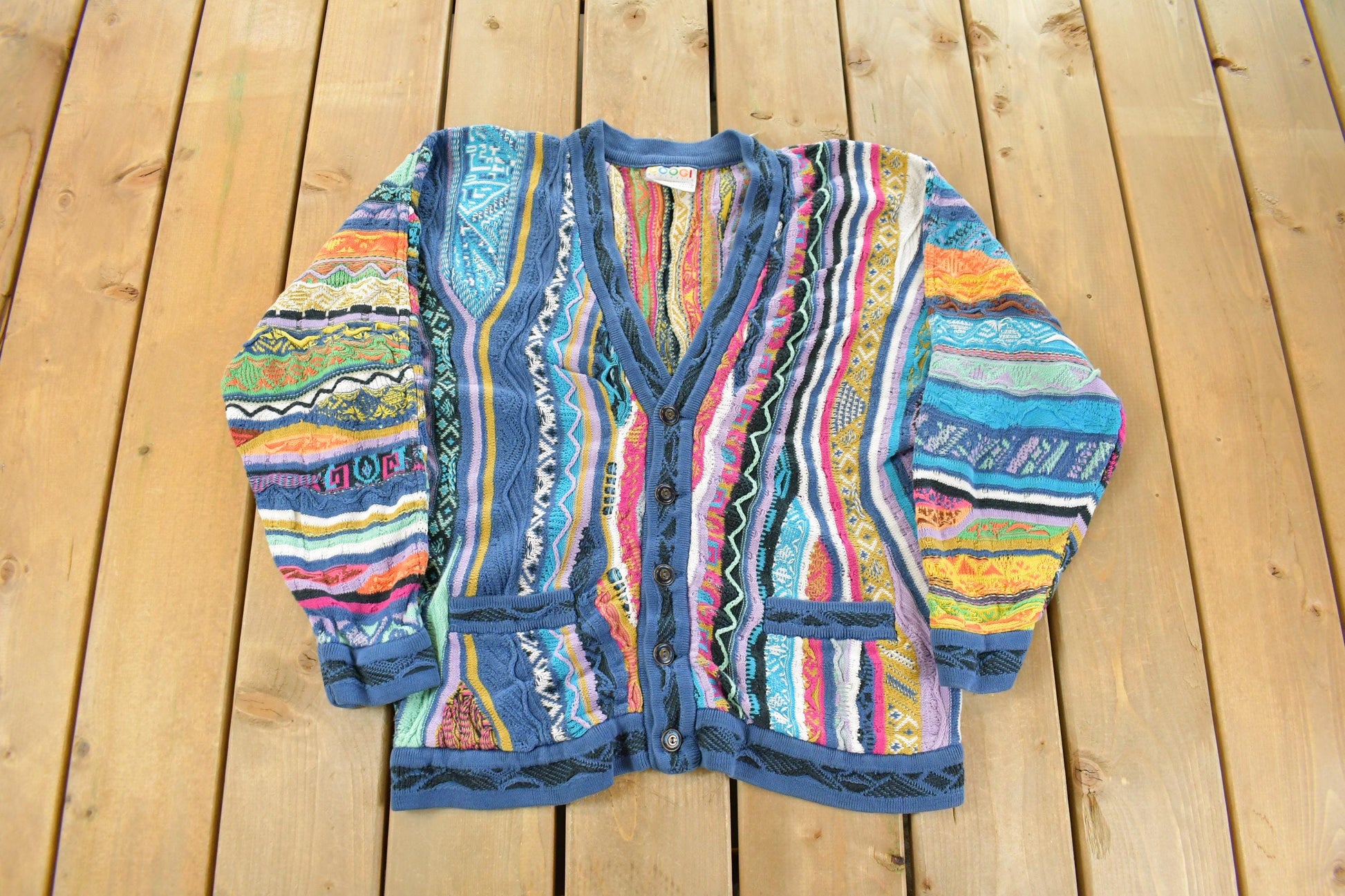 Vintage Coogi Australia 3D Cable Knit Cardigan Sweater Men's Small