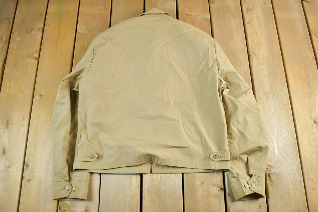 Vintage 1970s 1980s Blank Beige Harrington Windbreaker Jacket Mens 42R  True Vintage  Streetwear  Blank Windbreaker  70s Jacket