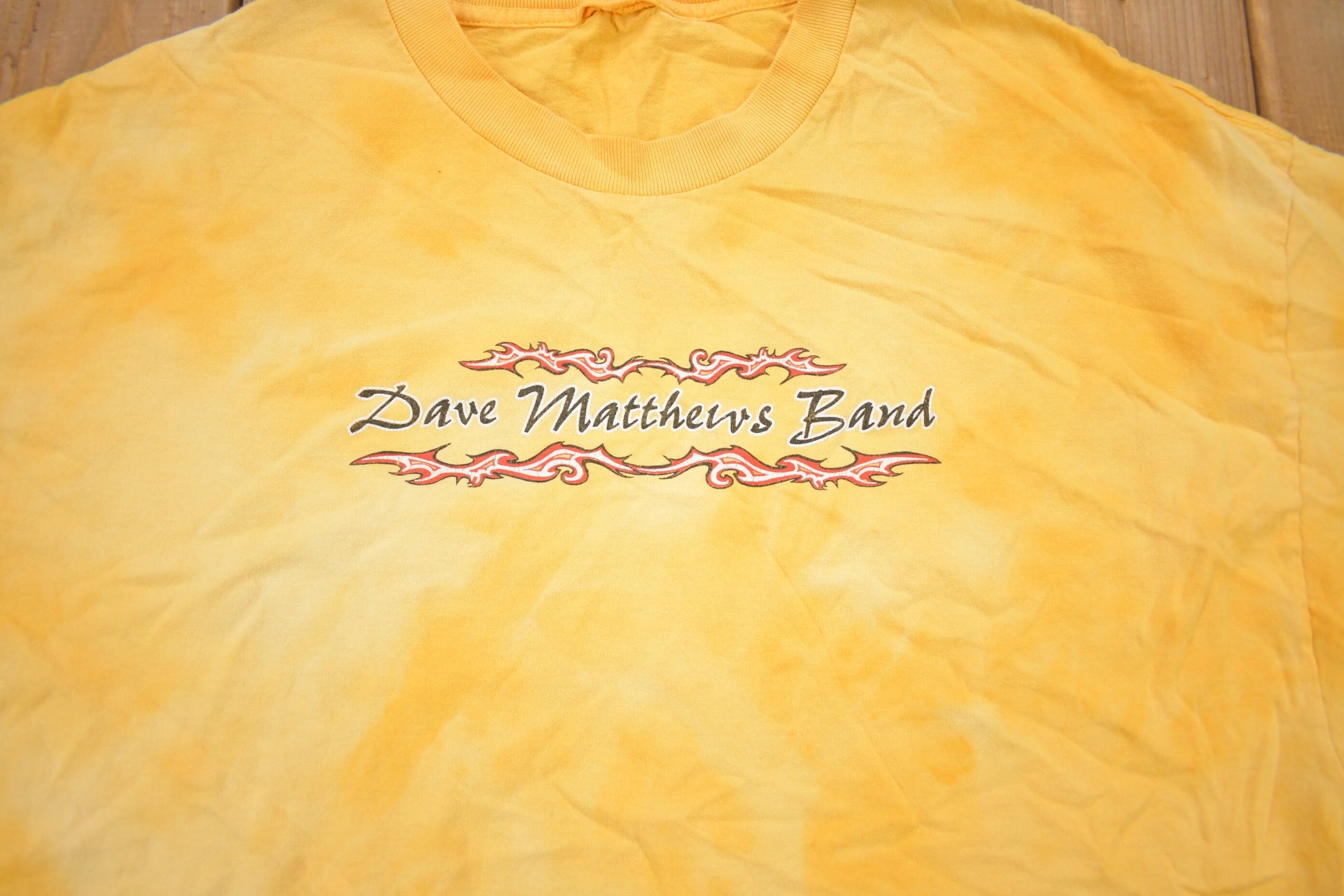 Vintage 1990s Dave Matthews Band Yellow Tie Dye T-shirt / Band Tee / Music Promo / Premium Vintage