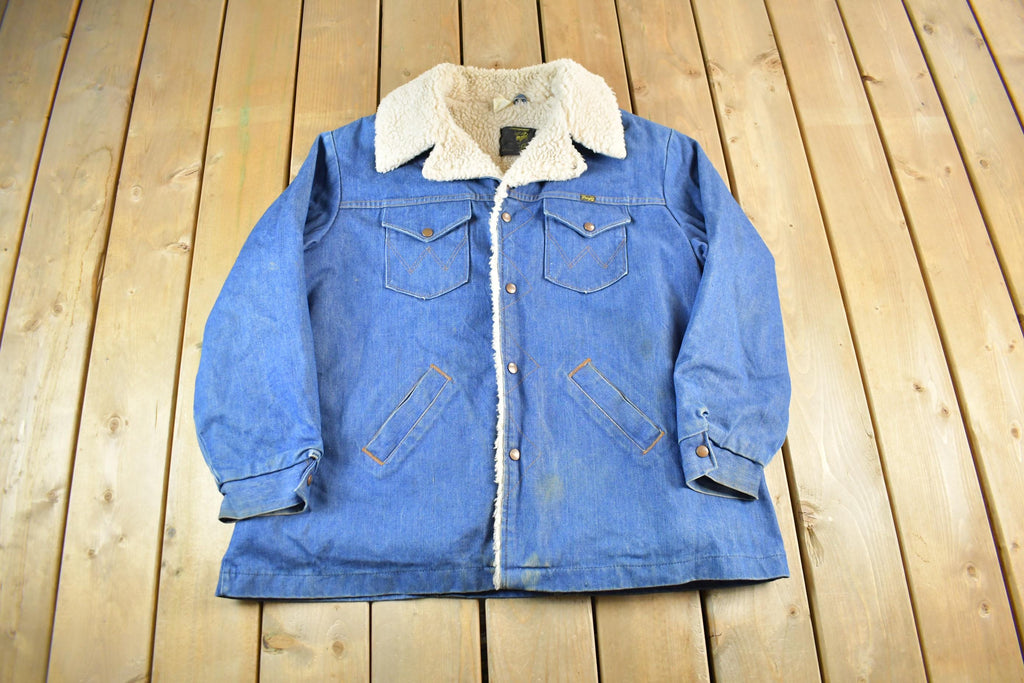 Vintage 1970s Wrangler Sherpa Lined Denim Jean Jacket Men's 2XL